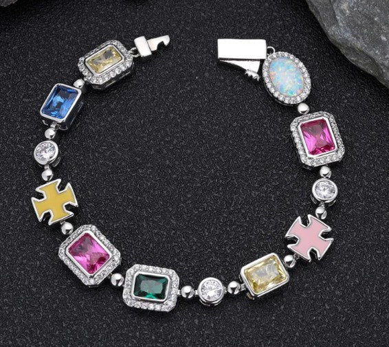 Collar de Piedras Preciosas Hip-Hop Bañado en Oro