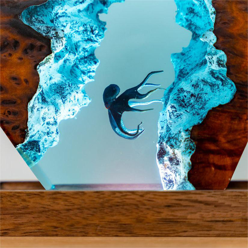 Harz Kleine Nachtlampe 3D Taucher Oktopus Epoxidharz Handgefertigte Bastelarbeiten Dekoration
