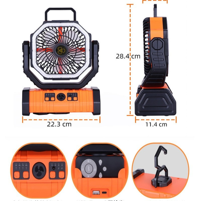 Outdoor Power Bank with LED and Camping Fan