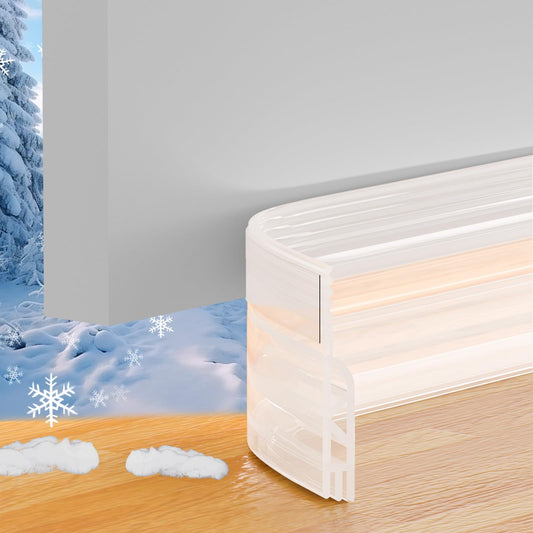 Under Door Draft Stopper Door Sweep for Bottom of Door Under Door Gap Filler for Exterior & Interior Doors Weather Stripping Door Seal for Blocker Noise Cold Air Insulation (Transparent 39inch)