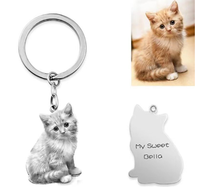 Custom Pet Shape Keychain, Personalized Design