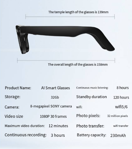 AI Kamera Smart Glasses