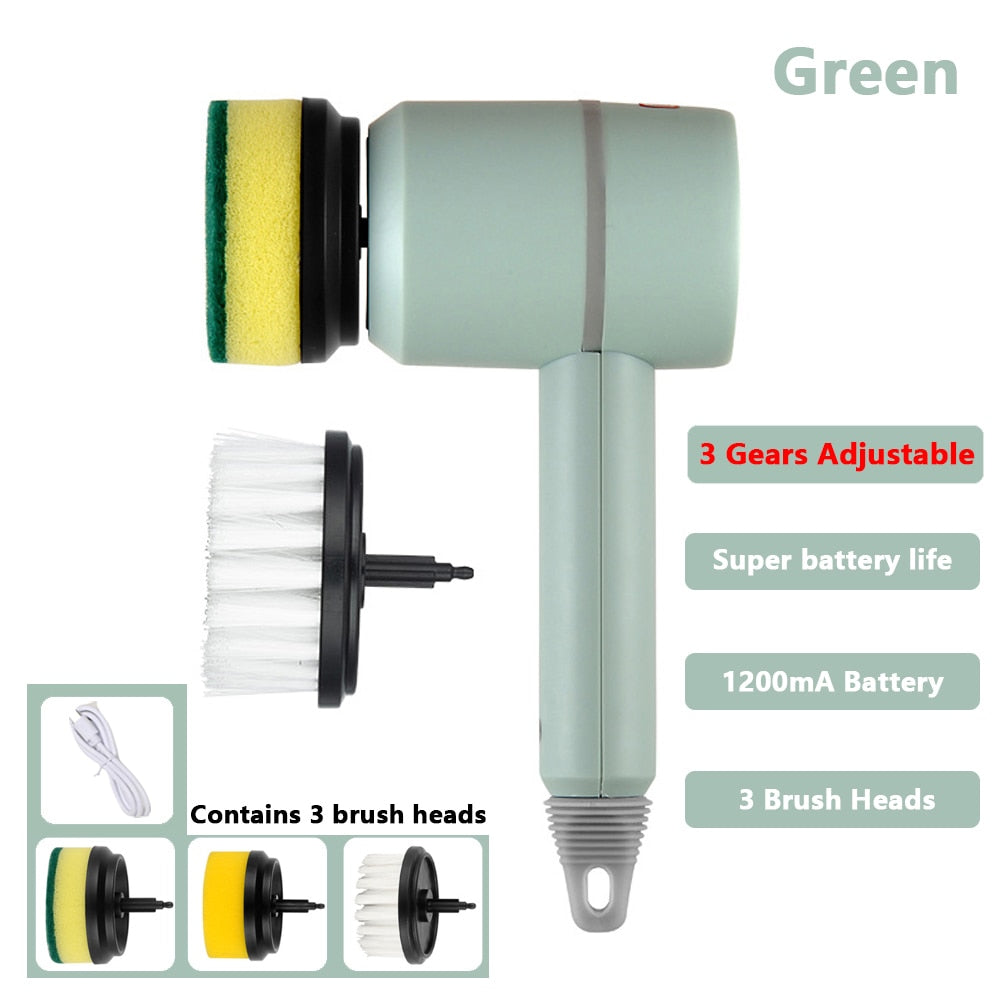 Electric Cleaning Brush Set - 3 Heads