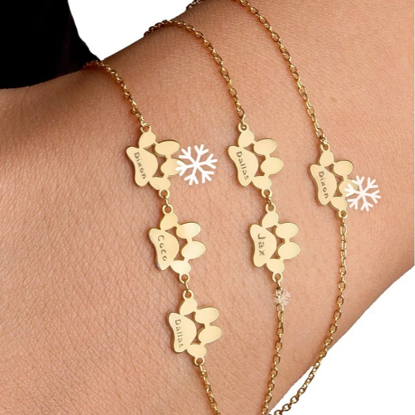 Personalized Pet Paw Print Bracelet with Name