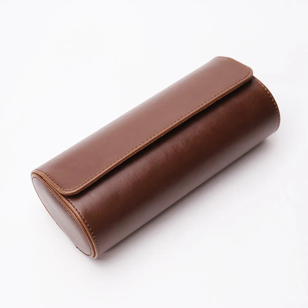 3-Slot PU Leather Travel Watch Case