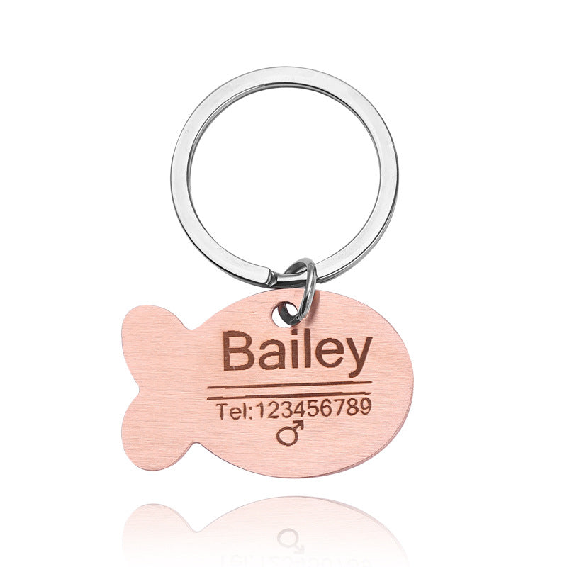Engraved Personalized Pet ID Tag Keychain for Dogs & Cats